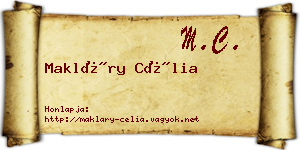 Makláry Célia névjegykártya